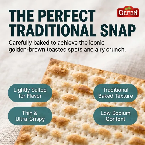 Vista 7 de Gefen Matzo ligeramente salado, 10.5 onzas (paquete de 3) Matzo de estilo tradicional No para Pascua Delgado, crujiente y delicioso