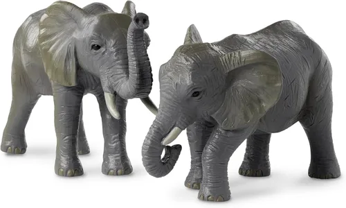 Vista 9 de Terra by Battat Juego familiar de juguetes de elefante africano de 4 piezas - Figuras realistas de animales de safari de plástico - Juguetes