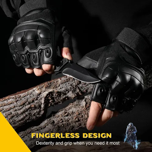 Vista 3 de WTACTFUL - Guantes tácticos sin dedos para moto, motocicleta, ciclismo, escalada, senderismo, caza
