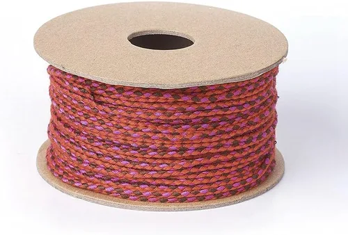 Vista 5 de Cordones de macramé de algodón natural azul de 0.079 in con ribete trenzado de hilo decorativo con carrete para hacer macramé de bricolaje