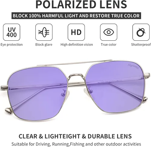 Vista 3 de ALPMENT Gafas de sol de aviador para hombre, lentes polarizadas TAC, marco de metal de estilo militar con patillas de bayoneta NL1005