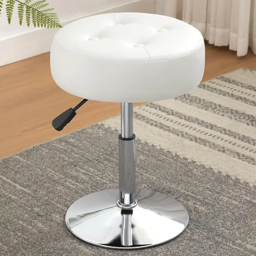 Vista 9 de Taburete Otomano Giratorio Silla para Sala de Maquillaje Taburete para Silla de Tocador Altura Ajustable Cuero Sintético Negro Negro 1
