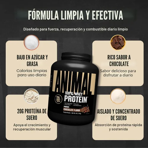 Vista 5 de Animal 100% Proteína de Suero en Polvo – Mezcla de suero para pre-entrenamiento o post-entrenamiento, recuperación o reemplazo de comida bajo