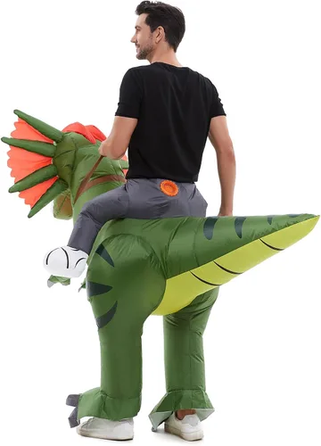 Vista 4 de HSCTEK Disfraz inflable de dinosaurio para adultos, T-rex, velociraptor, triceratops, pteranodon