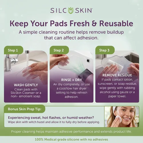 Vista 4 de Almohadillas antiarrugas de Silcskin, talla única Se ajusta a todos Almohadillas de silicona reutilizables de grado médico