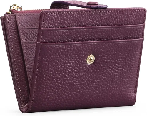 Vista 11 de FALAN MULE - Carteras pequeñas para mujer con bloqueo RFID, piel auténtica, cartera plegable delgada con cremallera y monedero para monedas