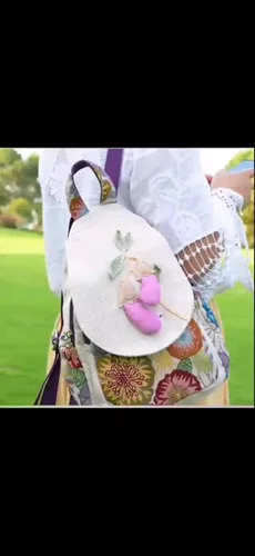 Vista 162 de HUANGGUOSHU Mochila de algodón tejida de algodón bohemio con bordado de lona estilo bohemio con múltiples bolsillos retro linda mochila cartera