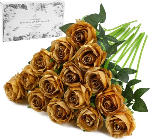 Vista 25 de Rosas artificiales negras – 10 piezas de rosas artificiales falsas de seda con tallos para decoración del hogar, boda, hotel, oficina, centro de mesa