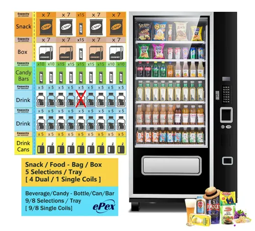 Vista 2 de Máquina expendedora grande de refrigerios EPEX con control de temperatura estratificado, negra EP-G654