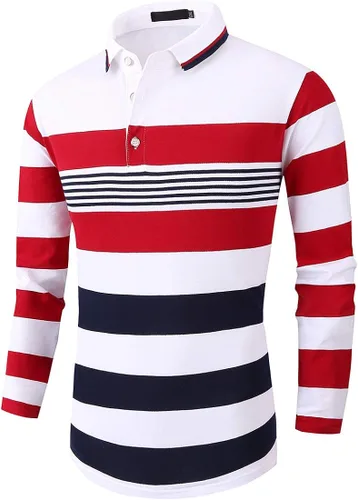Vista 6 de FRTCV Polo para hombre casual ajustado camiseta de golf