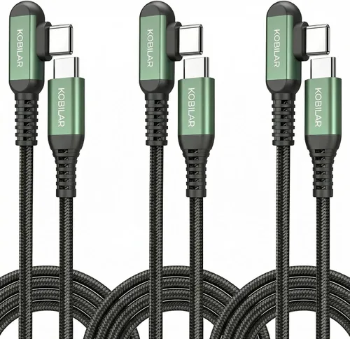 Vista 6 de Cable USB C a USB C, cable de carga tipo C en ángulo recto, cargador rápido USB-C de 90 grados para iPhone 17/16 Pro Max Plus, iPad Pro, cable tipo