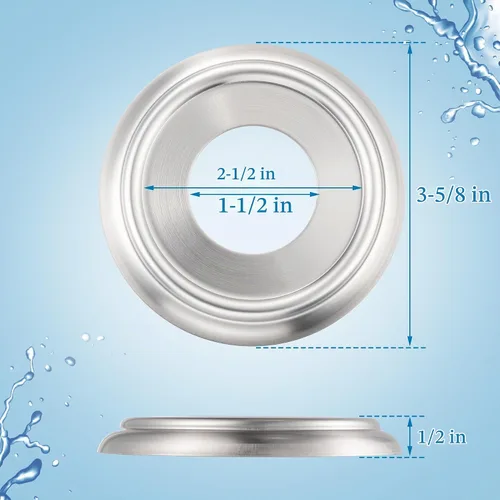Vista 2 de Enhon - Anillo de cubierta de metal para bañera con junta de espuma, níquel cepillado