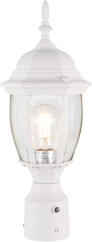 Vista 10 de LIT-PaTH Farol de poste de iluminación para exteriores, base mediana E26 máx. 60 W, carcasa de aluminio más vidrio, acabado blanco mate, paquete de 1