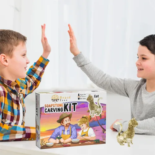 Vista 4 de BRAIN TREE - Kit de tallado de esteatita para gatos, esculpe tu propia escultura para niñas, niños, niños - Regalo para adolescentes - Actividad