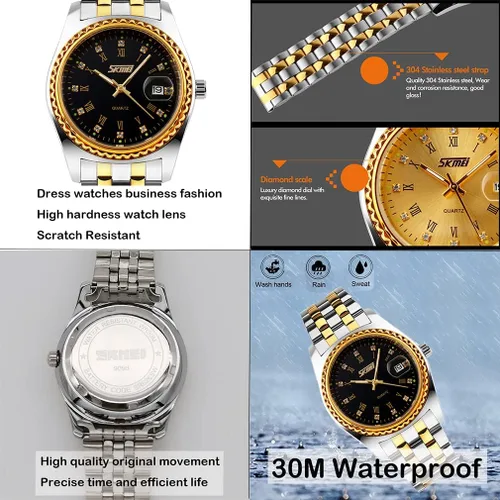 Vista 4 de SKMEI Watches for Couples Men and Women His and Hers Pair Watch Set Husband Wife Valentines Matching Wedding Gifts Classic Stainless Luxry Business