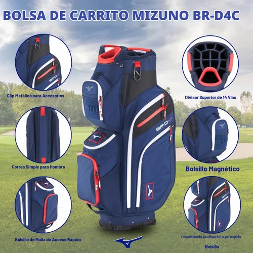 Vista 6 de Mizuno BR-D4C - Bolsa de golf para carrito Carbón (Heathered Charcoal)