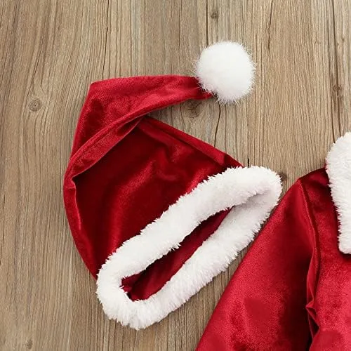 Vista 8 de BeQeuewll Chaqueta de Papá Noel de manga larga con capucha y forro polar para niñas y niños