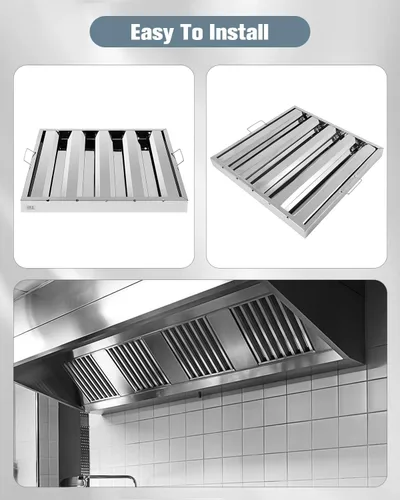 Vista 5 de Filtros de campana de acero inoxidable 430 de 19.5 pulgadas de ancho x 19.5 pulgadas de alto, filtros de campana comercial de 4 ranuras, filtro