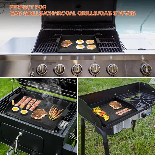 Vista 6 de Onlyfire - Plancha universal de hierro fundido, placa de parrilla con revestimiento antiadherente con paredes laterales extra altas para carbón