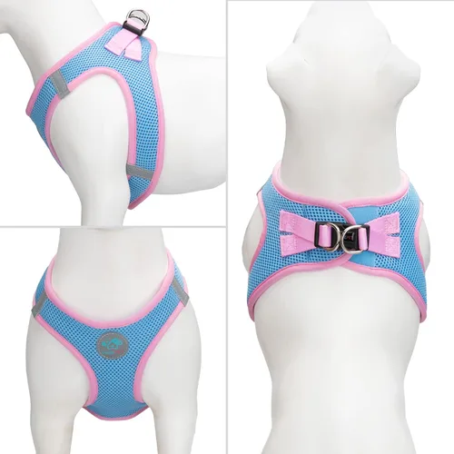 Vista 2 de PHOEPET Arnés para perro, arnés reflectante ajustable para perro, chaqueta suave para caminar para mascotas con 2 ganchos de metal para correa