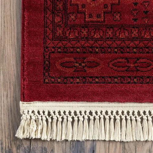 Vista 5 de Nuloom Diandra Red/marfil, 9 pies 2 pulgadas x 12 pies, tribal, suave y suave, con alto tráfico, resistente a las manchas, fácil de limpiar