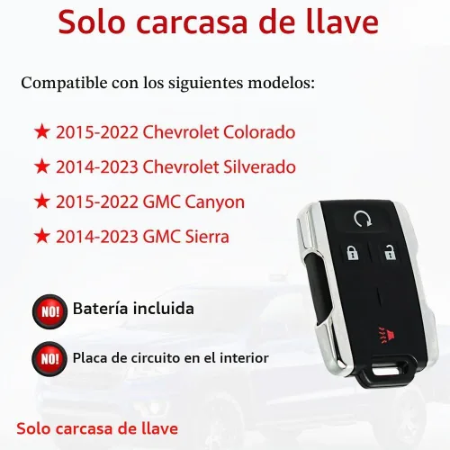 Vista 2 de MechanMagic Funda de repuesto para llavero Chevy Colorado Silverado GMC Canyon Sierra 2014 2015 2016 2017 2018 2019 2020 2021 2022 2023 Control