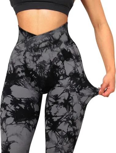 Vista 7 de RXRXCOCO Leggings cruzados sin costuras para mujer, cintura alta, levantamiento de glúteos, pantalones de yoga