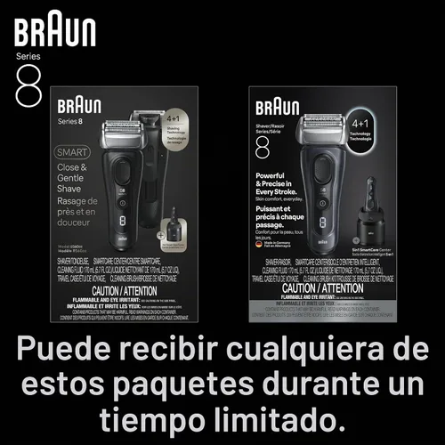 Vista 8 de Braun Series 8 8560cc Maquinilla de afeitar eléctrica para hombre, 4+1 elementos de afeitado y recortador de precisión para cabello largo, centro