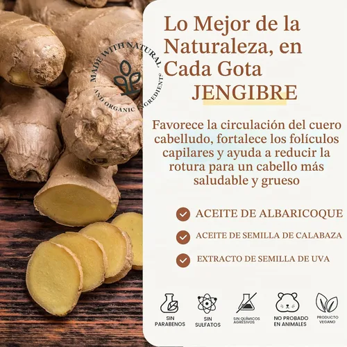 Vista 5 de Champú de raíz de jengibre con biotina, fortalecedor, fortalecimiento