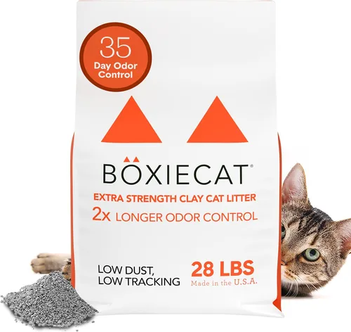 Vista 8 de Boxie® - Arena aglutinante de arcilla extra fuerte con control de olores de 35 días para gatos y gatitos, 16 libras, 99.9% libre de polvo, fórmula