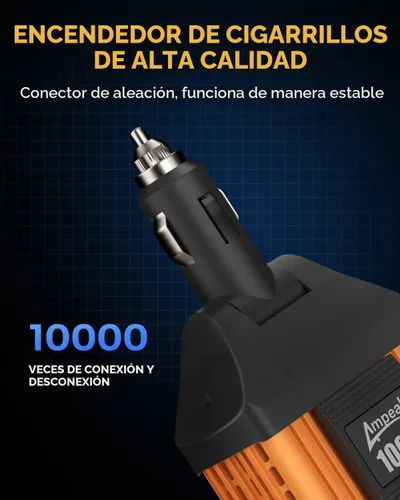 Vista 4 de Inversor de corriente para automóviles, de la marca Ampeak, de 12 V CC a 110 V CA, con puerto USB Pico de sobretensión de 200 W, 1 toma de CA, USB