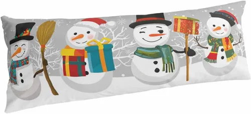 Vista 20 de Fundas de almohada de tamaño estándar de muñeco de nieve negro, paquete de 2 fundas de almohada suaves decorativas para sofá de cuerpo largo