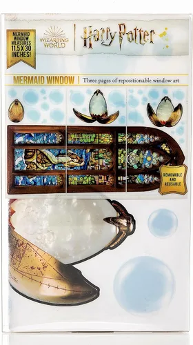 Vista 7 de Conquest Journals Harry Potter Mermaid - Juego de adhesivos para ventana, 11.5 x 30 pulgadas, incluye más de 20 burbujas flotantes y el huevo