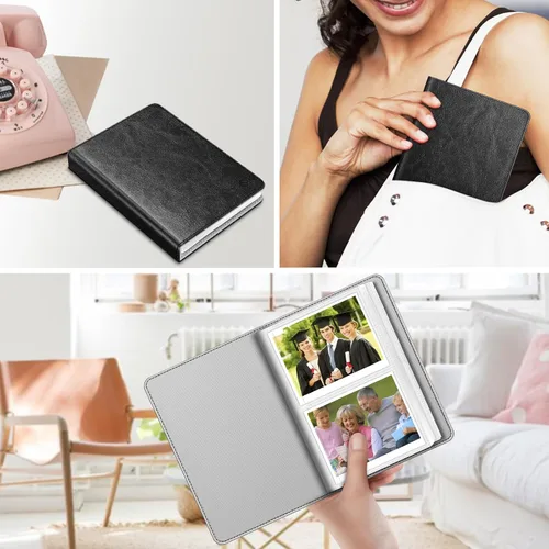 Vista 5 de Álbum de fotos Fintie para películas Polaroid de 3.5x4.25 pulgadas - Libro de álbumes pequeños de 64 bolsillos compatible con fotos Fujifilm Instax