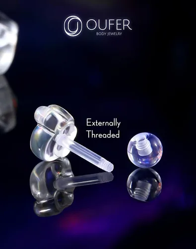 Vista 6 de OUFER 3 piezas de retenedores de piercing transparentes para cirugía, retenedor de joyería de piercing helix bioflex, joyería de piercing