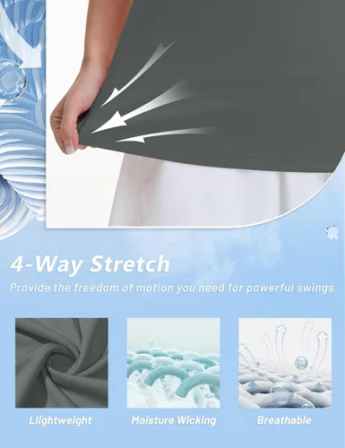 Vista 4 de MAGCOMSEN Camisas de golf para mujer, manga corta, cuello polo, cuello en V, secado rápido, protección solar UPF 50+