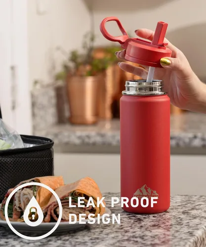Vista 6 de Hydrapeak Mini botella de agua para niños de 20 onzas con tapa con pajilla, doble pared de acero inoxidable, a prueba de fugas y derrames, fría