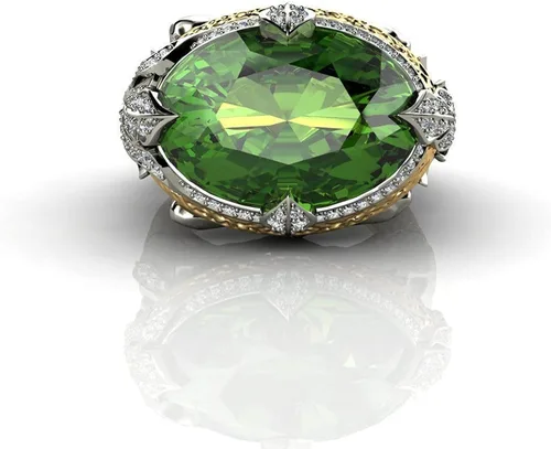 Vista 4 de Anillo de sirena de Kraken con circonio cúbico verde vintage Medusa Fishamn Merman de cristal de sirena anillo de dedo Sea King Queen para mujeres