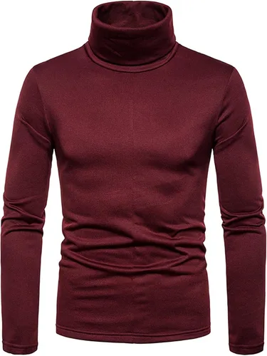Vista 7 de Camiseta para hombre 2023 de manga larga con cuello alto, suéter térmico sólido térmico ajustado básico
