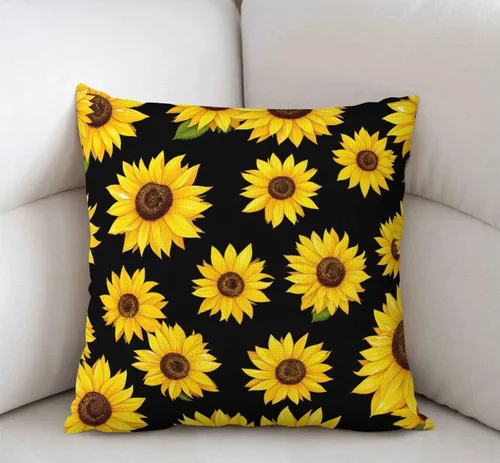 Vista 2 de Swono Funda de almohada decorativa de girasoles negros con flores tropicales y margaritas, bonita funda de almohada decorativa de girasol floral