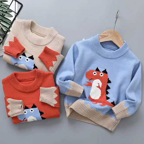 Vista 5 de Boys Girls Long Sleeve Sweater Baby Fall Winter Knit Sweatshirt for 1 to 5Y Pullover Collar Tops