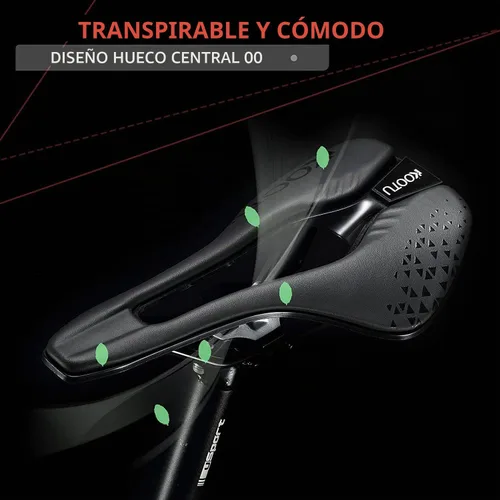 Vista 5 de KOOTU Sillín de bicicleta de carretera, cómodo asiento de bicicleta impermeable para hombres y mujeres, asiento de bicicleta transpirable que