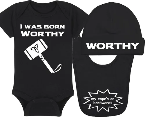 Vista 13 de I Was Born Worthy - Superhero Baby Onesie - Hat - Blanket - Bib Package Combinations