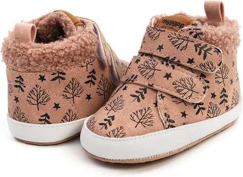 Vista 4 de QWZban Zapatos de bebé para niños y niñas, zapatillas de deporte con suela de goma antideslizante, para cuna de bebé, zapatos de vestir