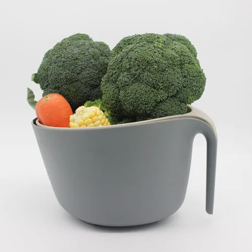 Vista 5 de Juego de colador y colador de cocina, 2 en 1, cesta de lavado de frutas y verduras para remojar, escurrir pasta, arroz, quinua, granos pequeños