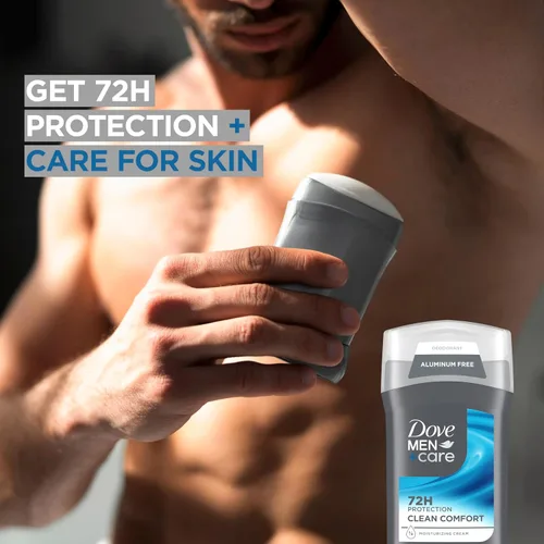 Vista 5 de DOVE MEN + CARE Desodorante en barra para hombre, Clean Comfort, 4 unidades, sin aluminio, protección contra olores de 72 horas, desodorante