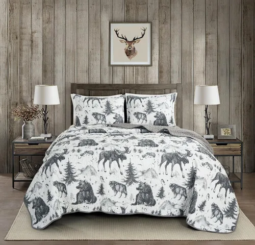Vista 17 de Chezmoi Collection Remy - Juego de edredón de 2 piezas con motivo geométrico del suroeste, multicolor, gris, blanco, marrón claro, juego de colcha