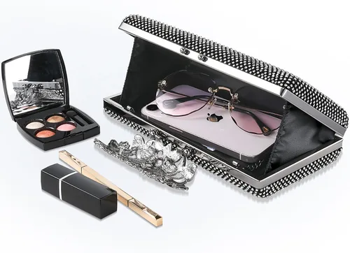 Vista 5 de Bolsos de noche brillantes para fiesta, para invitados de boda, monederos formales