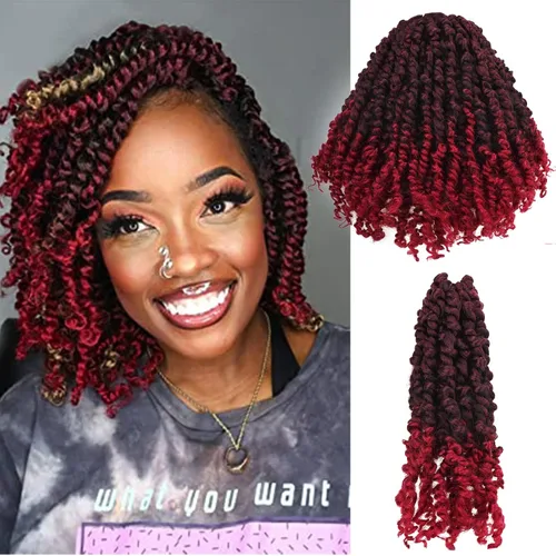 Vista 30 de Paquete de 8 paquetes de cabello de ganchillo súper corto de 6 pulgadas para mujeres negras y niños, extensiones de cabello pretrenzado suave