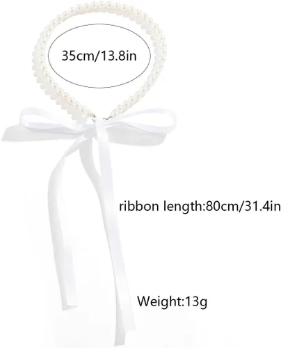 Vista 5 de Elegante gargantilla de perlas boho con detalle de lazo de cinta, un collar de cuentas de moda para mujeres y niñas